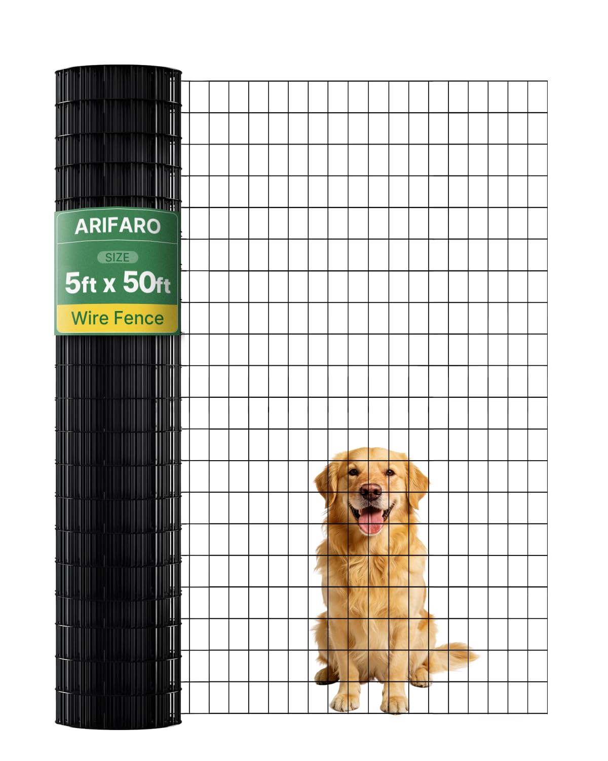 ARIFARO 1.5m x 15.2m Metal Wire Mesh Fencing, 1.5m high x 15.2m long, 5cm x 7.5cm welded holes, 2mm wire