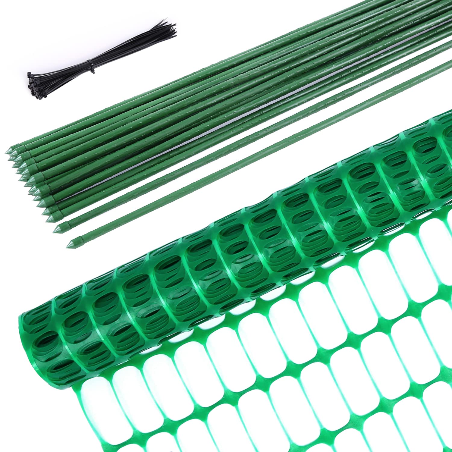 Ohuhu Barrier Fencing Mesh Garden Fence 1m x 30m with 25 Pack Fencing Pins, 1m high x 30m long, includes 25 fencing pins