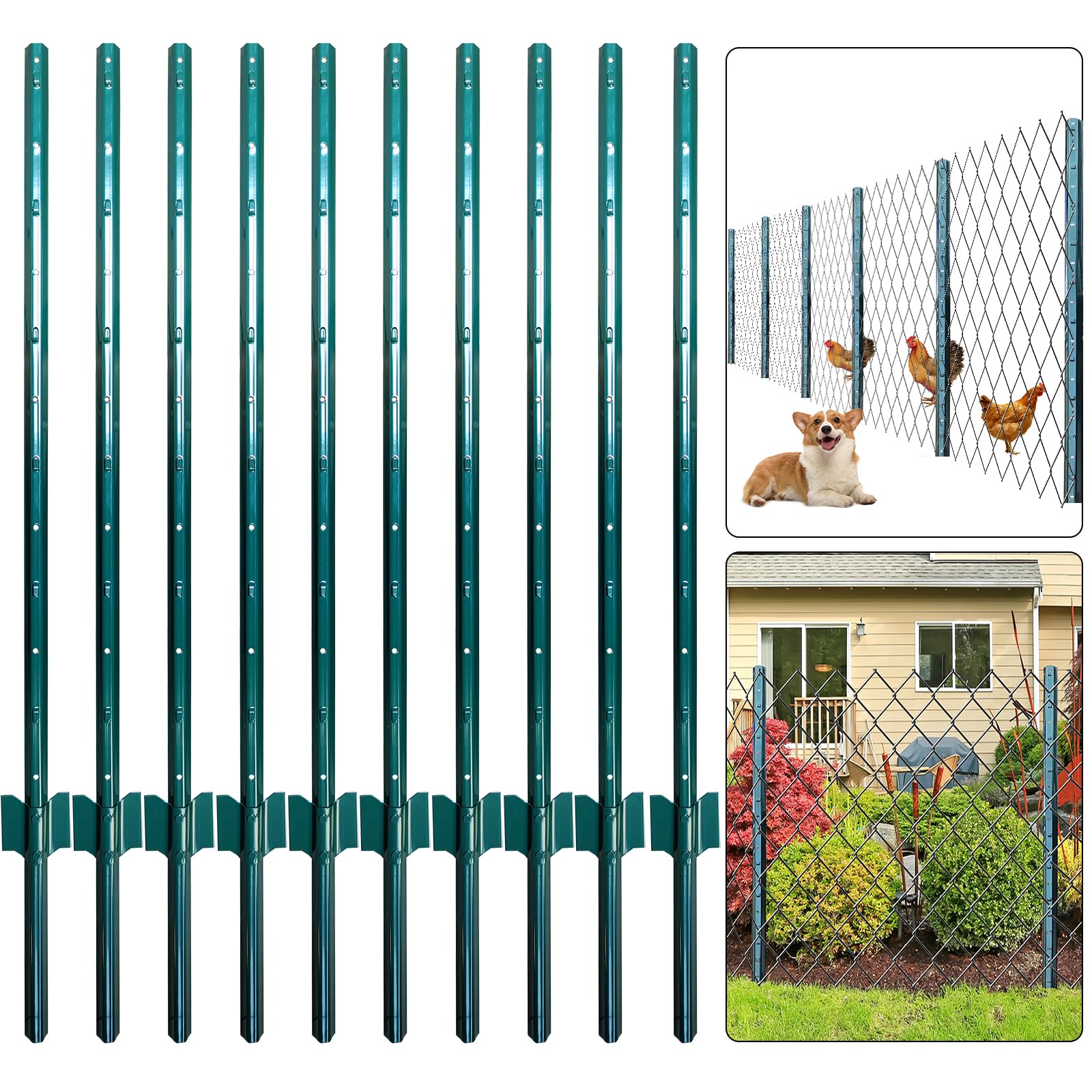 Thealyn Fence Posts 3 ft / 91 cm, 91cm (3ft), pack of 10, u-channel steel