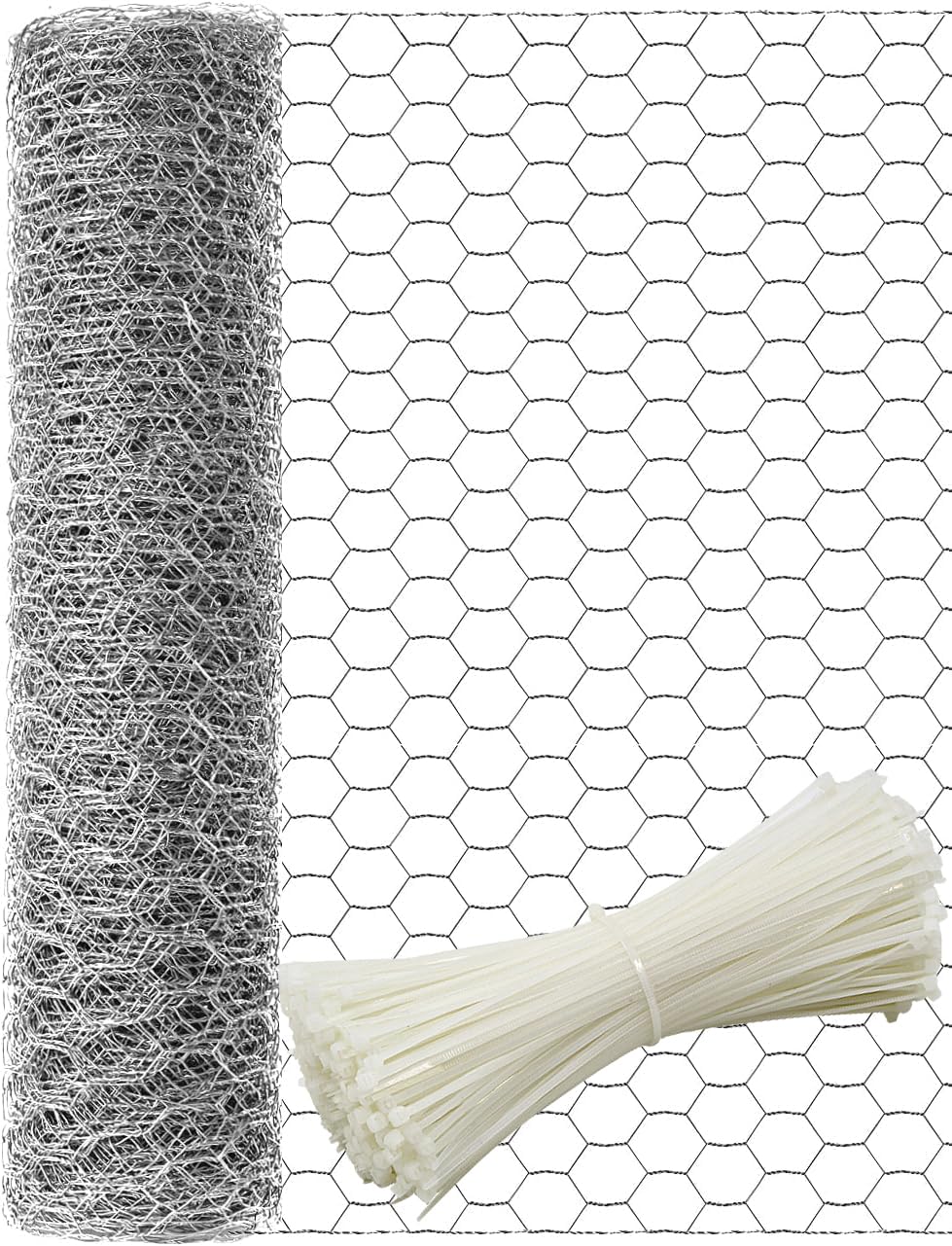 TOYPOPOR Chicken Wire 16''x49ft, 16in (41cm) high x 49ft (15m) long, hexagonal weave